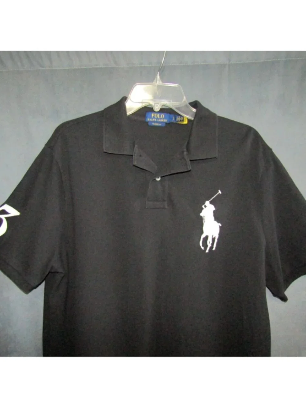 Polo Ralph Lauren Mens Size Large L Black Big Pony 3 Mesh Polo Shirt Classic Fit